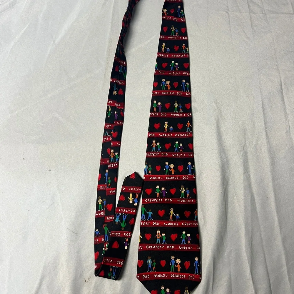 Save the Children Collection Black Necktie World's Greatest Dad Fathers Day Gift